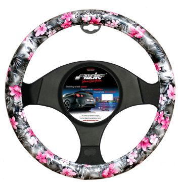 Simoni Racing Stuurwielhoes Flower 37-39cm Zwart/Roze