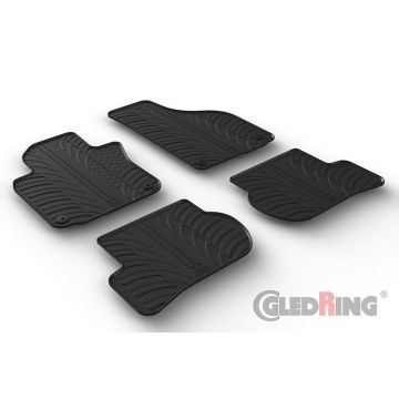 Gledring Rubbermatten passend voor Volkswagen Golf V 2003-2008 / Jetta 2005-2011 / Golf VI 2008-2013 / Scirocco 2008- (T profiel 4-delig + ronde&ovale montageclips)