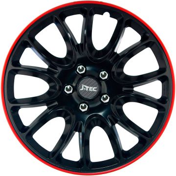 J-Tec 4-Delige Wieldoppenset Hero GTR 15-inch zwart/rode rand