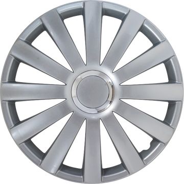 AutoStyle 4-Delige Wieldoppenset Spyder 14-inch zilver + chroom ring