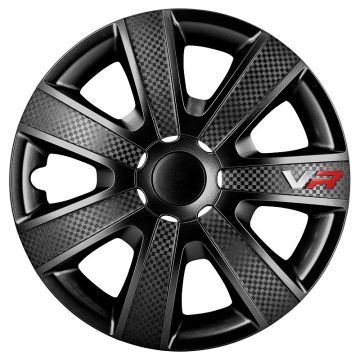 AutoStyle 4-Delige Wieldoppenset VR 16-inch zwart/carbon-look/logo