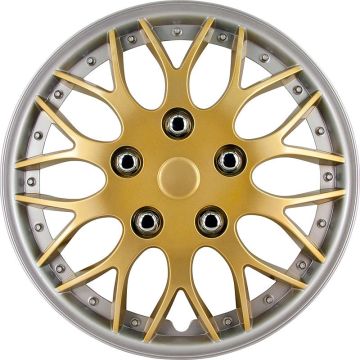 AutoStyle 4-Delige Wieldoppenset Missouri 14-inch goud/zilveren rand