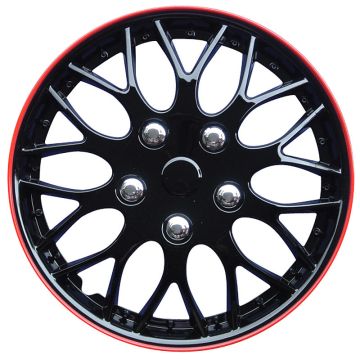 AutoStyle 4-Delige Wieldoppenset Missouri 15-inch zwart/rode rand