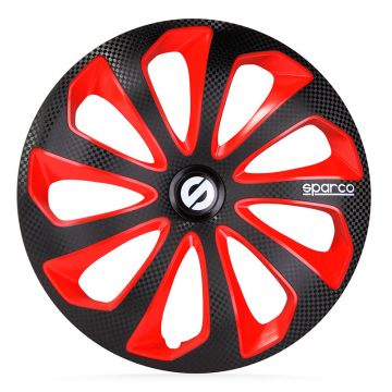 Sparco 4-Delige Wieldoppenset Sicilia 14-inch zwart/rood/carbon