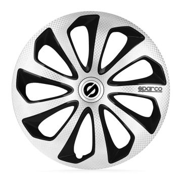 Sparco 4-Delige Wieldoppenset Sicilia 14-inch zilver/zwart/carbon