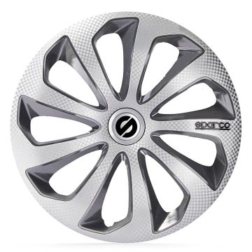 Sparco 4-Delige Wieldoppenset Sicilia 14-inch zilver/grijs/carbon