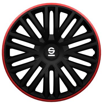 Sparco 4-Delige Wieldoppenset Bergamo 14-inch zwart/rood