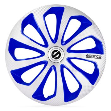 Sparco 4-Delige Wieldoppenset Sicilia 15-inch zilver/blauw/carbon