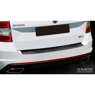 Avisa Zwart RVS Achterbumperprotector passend voor Skoda Octavia III Kombi RS 2013-2016 & FL 2017- 'Ribs'