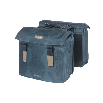 Basil dubbele fietstas elegance met mik-systeem 40 tot 49 liter Blauw