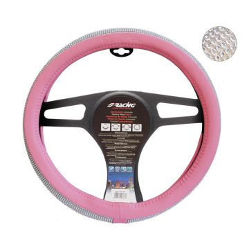 Simoni Racing Stuurwielhoes Diamonds 37-39cm Roze Eco-Leder