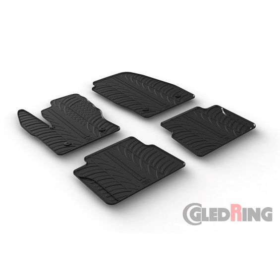 Gledring Rubbermatten passend voor Ford Transit Connect Kombi Furgon (L1/L2) 2014- (T profiel 4-delig + montageclips)