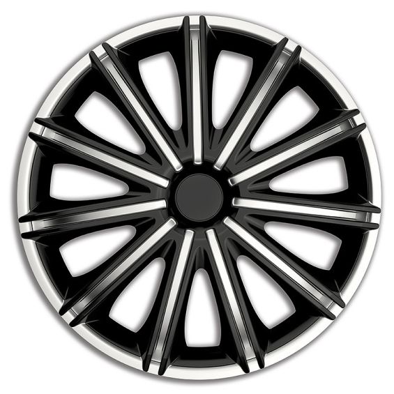 AutoStyle 4-Delige Wieldoppenset Nero 15-inch zilver/zwart