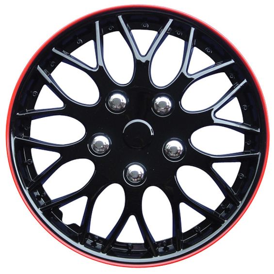 AutoStyle 4-Delige Wieldoppenset Missouri 14-inch zwart/rode rand