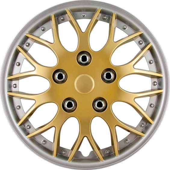 AutoStyle 4-Delige Wieldoppenset Missouri 14-inch goud/zilveren rand