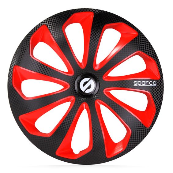 Sparco 4-Delige Wieldoppenset Sicilia 13-inch zwart/rood/carbon