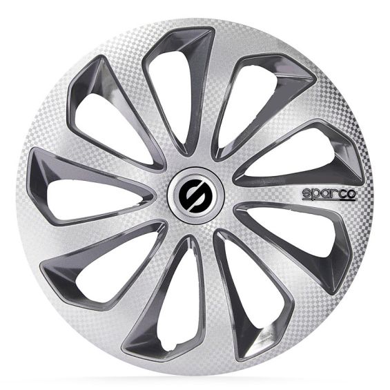 Sparco 4-Delige Wieldoppenset Sicilia 15-inch zilver/grijs/carbon