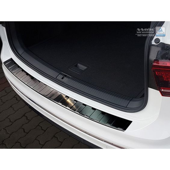 Avisa Zwart RVS Achterbumperprotector passend voor Volkswagen Tiguan II incl. Allspace & R-Line 2016-2020 & FL 2020- 'Ribs'