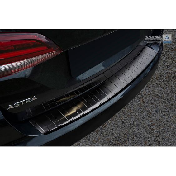 Avisa Zwart RVS Achterbumperprotector passend voor Opel Astra K Sportstourer 2016- 'Ribs'