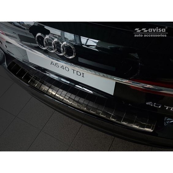 Avisa Zwart RVS Achterbumperprotector passend voor Audi A6 (C8) Avant 2018- 'Ribs'