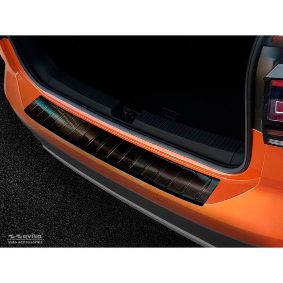 Avisa Zwart RVS Achterbumperprotector passend voor Volkswagen T-Cross 2019- 'Ribs'