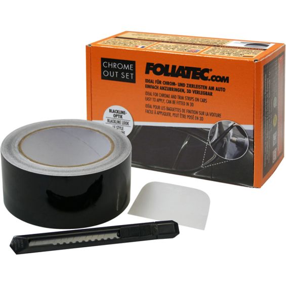 Foliatec 'Chrome Out' Set Mat zwart Folie strip 5cm x 15m